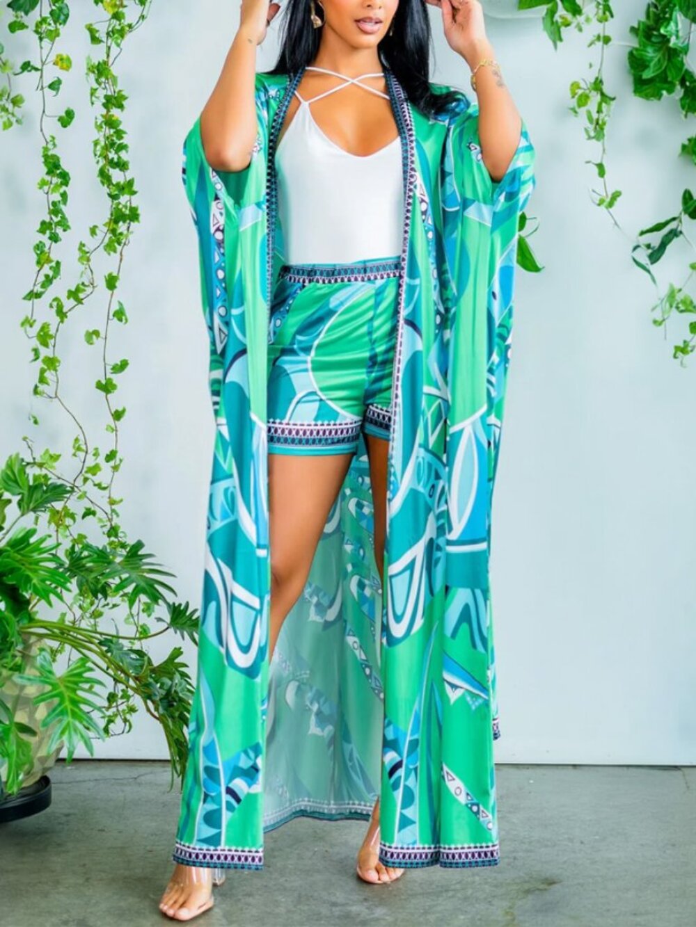 Abstract Green Blue White Resort Style Matching Set